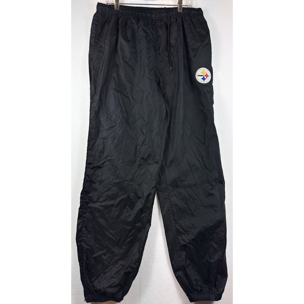 Vintage NFL Pittsburgh Steelers Turbo Zone Pants Mens XL Black Nylon Track Zip